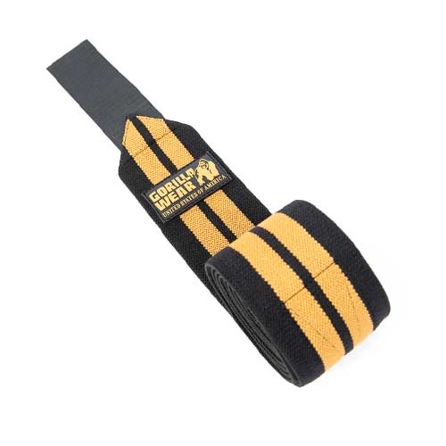 Gorilla Wear Mybodysport Gym Knee Wraps Black Gold My Body Sport Black