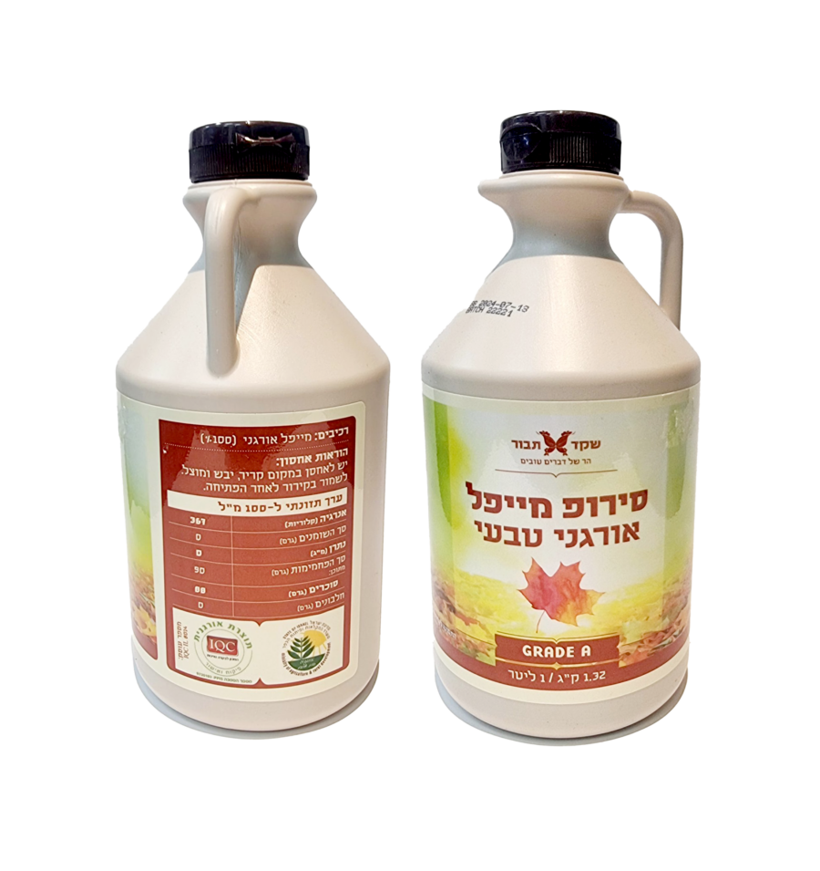 מייפל 100 סירופ טבעי שקד תבור 1 ליטר 1.32 ק22ג