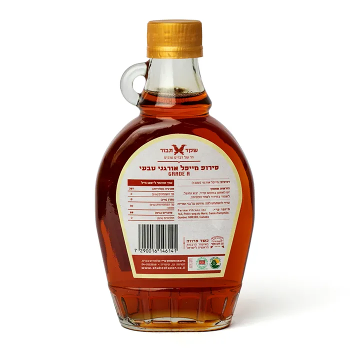 סירופ מייפל אורגני טבעי 250 מ22ל שקד תבור גב מוצר